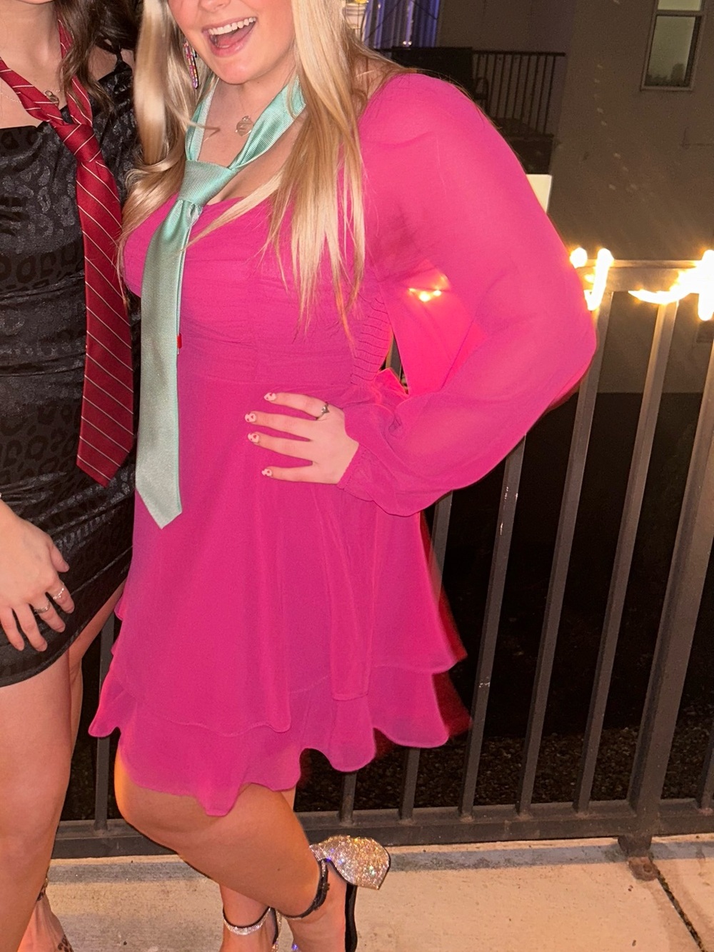 Altar'd State Fuchsia Ruffle Mini Dress